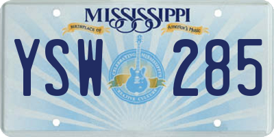 MS license plate YSW285