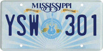 MS license plate YSW301