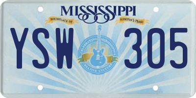 MS license plate YSW305