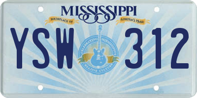 MS license plate YSW312