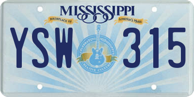 MS license plate YSW315