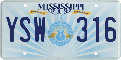 MS license plate YSW316
