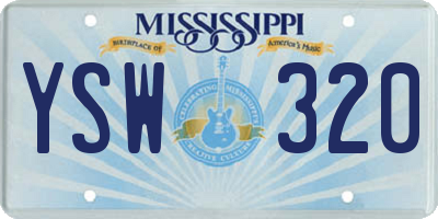 MS license plate YSW320