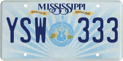 MS license plate YSW333