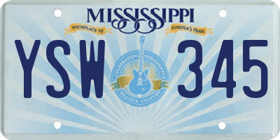 MS license plate YSW345