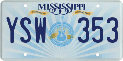 MS license plate YSW353