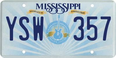 MS license plate YSW357