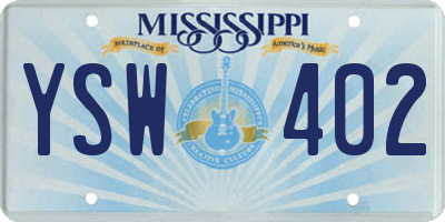 MS license plate YSW402