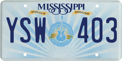 MS license plate YSW403