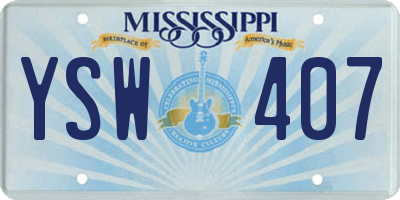 MS license plate YSW407