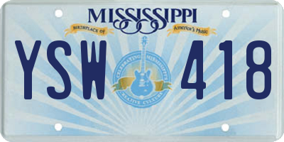 MS license plate YSW418