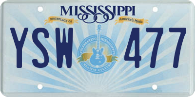 MS license plate YSW477