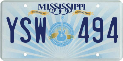 MS license plate YSW494