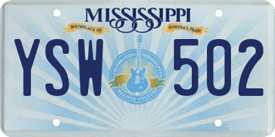 MS license plate YSW502