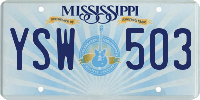 MS license plate YSW503