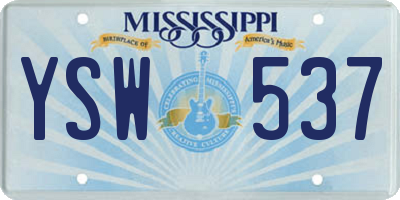MS license plate YSW537
