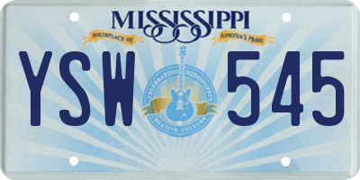 MS license plate YSW545