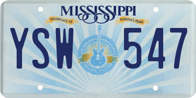 MS license plate YSW547