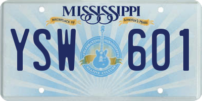 MS license plate YSW601