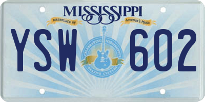 MS license plate YSW602