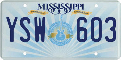 MS license plate YSW603
