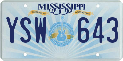 MS license plate YSW643