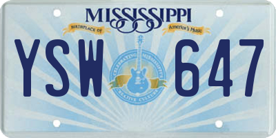MS license plate YSW647