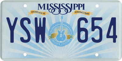 MS license plate YSW654