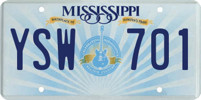 MS license plate YSW701