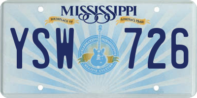 MS license plate YSW726