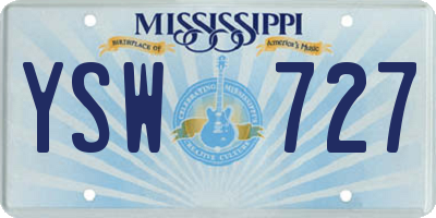 MS license plate YSW727