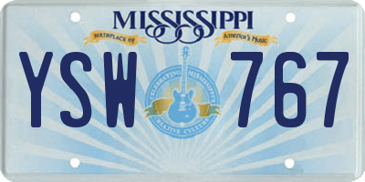 MS license plate YSW767