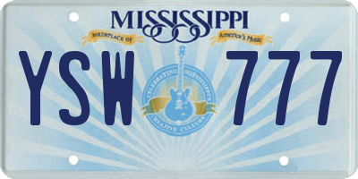 MS license plate YSW777