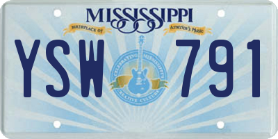 MS license plate YSW791