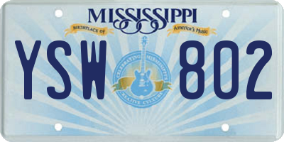 MS license plate YSW802