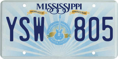 MS license plate YSW805