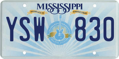 MS license plate YSW830