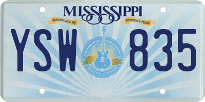 MS license plate YSW835