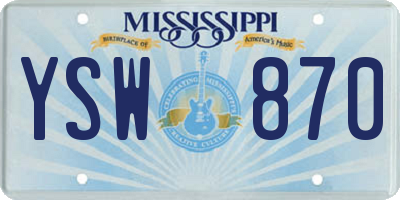 MS license plate YSW870