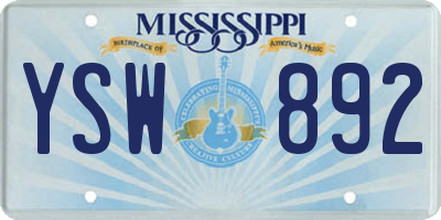 MS license plate YSW892