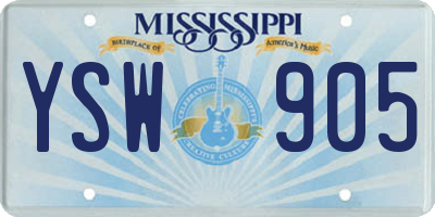 MS license plate YSW905
