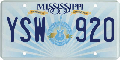 MS license plate YSW920