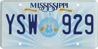 MS license plate YSW929