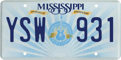 MS license plate YSW931