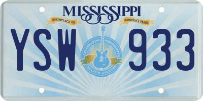 MS license plate YSW933