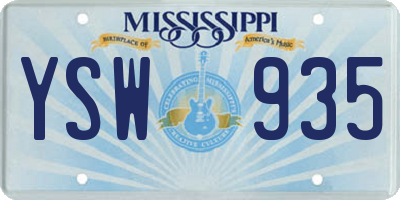 MS license plate YSW935
