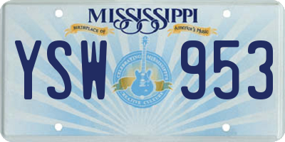 MS license plate YSW953