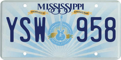 MS license plate YSW958