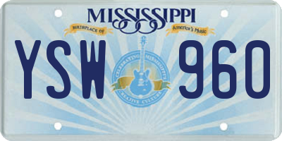 MS license plate YSW960