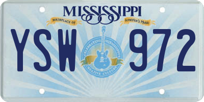 MS license plate YSW972